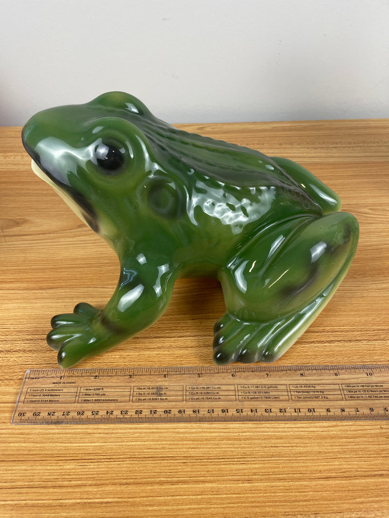 Alpine Art Pottery Roseville OH Large Green Lawn Frog 10" Long 6" Tall