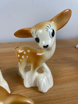 Vtg 1940s Set Of 3 Deer Fawn Big Eyed Doe BERNARD California Kitsch Pottery