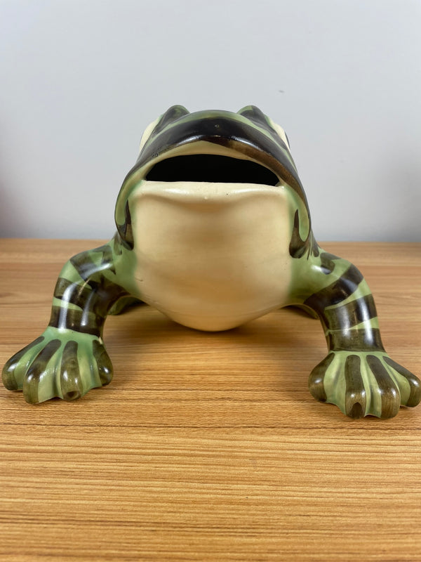 Brush McCoy 1967 Vintage Pottery Green Frog Yard Garden Ornament 10" Long