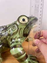 Brush McCoy 1967 Vintage Pottery Green Frog Yard Garden Ornament 10" Long