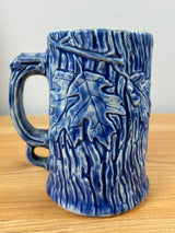 Weller Woodcraft 1920s 3 Fox In Den Mug Form With White Clay And Blue Glaze
