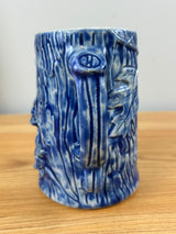 Weller Woodcraft 1920s 3 Fox In Den Mug Form With White Clay And Blue Glaze