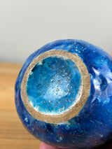 Edmond Lachenal French 1920s Art Pottery Thick Mottled Blue Ovoid Vase