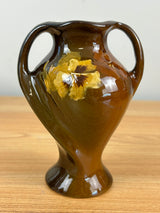 Roseville Pottery Rozane Standard Glaze Floral Twisted 2 handle Vase #874