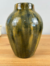 Peters and Reed (Zane) Art Pottery Black and Yellow Mottled Glaze 7.5" Vase