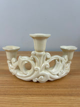 Cowan Pottery 1930s Art Deco Ivory Triple Candle Holder Curved Swirling Design
