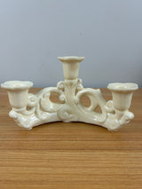 Cowan Pottery 1930s Art Deco Ivory Triple Candle Holder Curved Swirling Design