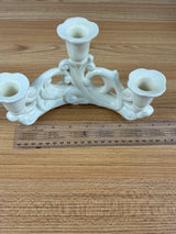 Cowan Pottery 1930s Art Deco Ivory Triple Candle Holder Curved Swirling Design