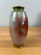 Royal Bonn German Antique Hand Painted Red Green Floral Decorated Vase