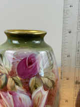Royal Bonn German Antique Hand Painted Red Green Floral Decorated Vase