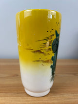 MCM Matthew Adams Vivid Yellow Vase Eskimo Man Alaska Signed  6.5 Inches