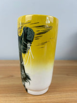 MCM Matthew Adams Vivid Yellow Vase Eskimo Man Alaska Signed  6.5 Inches