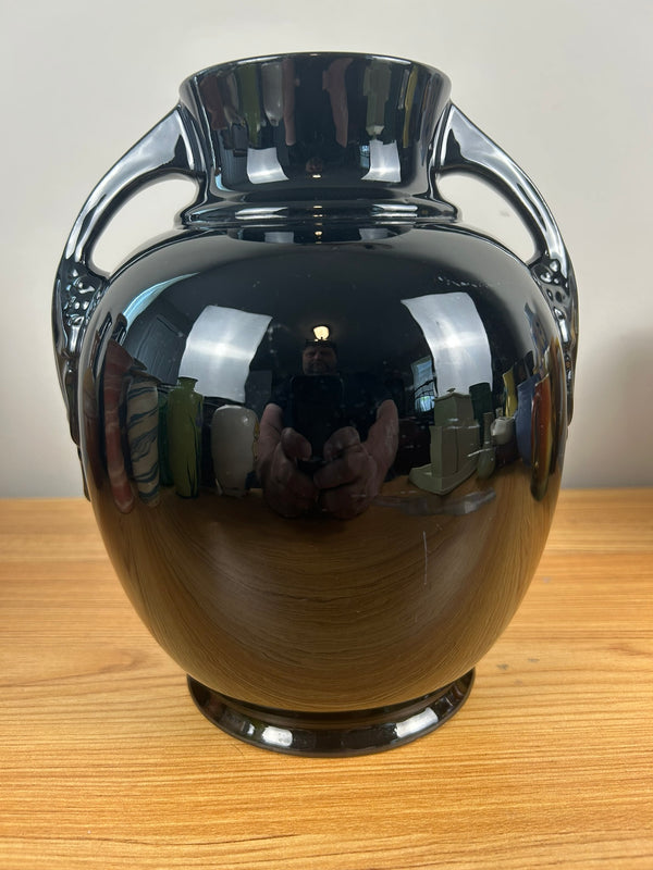 Roseville RoseCraft Black Double Handled 8.5 inch Vase Tuscany Mold