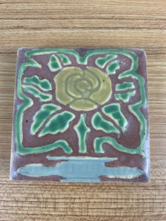 ~ROOKWOOD POTTERY 4" TILE~ Scottish Rose Design #3072Y