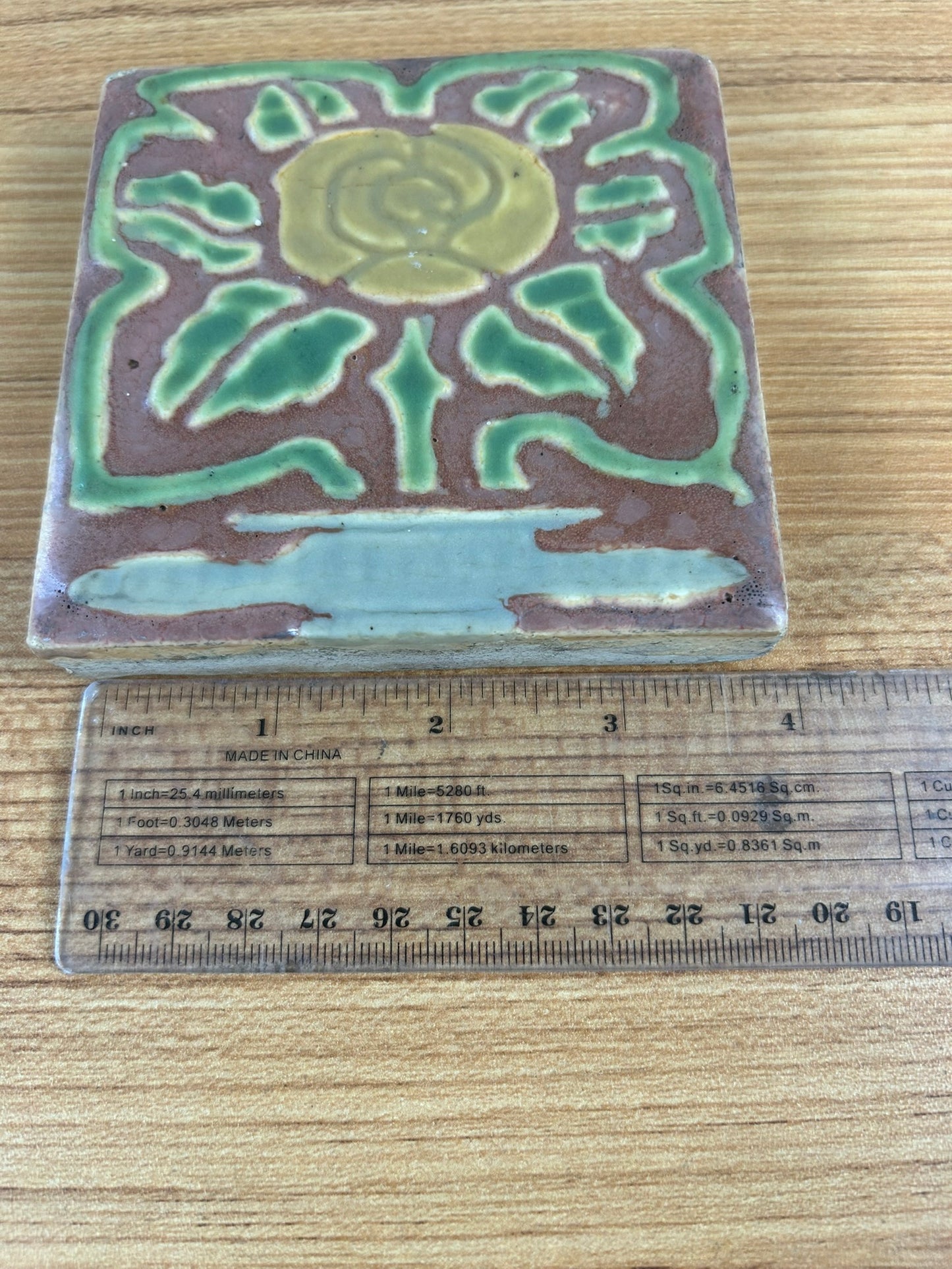 ~ROOKWOOD POTTERY 4" TILE~ Scottish Rose Design #3072Y