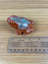 Dryden Ceramic Frog Toad Brown Blue Drip Glaze Art Pottery Figurine