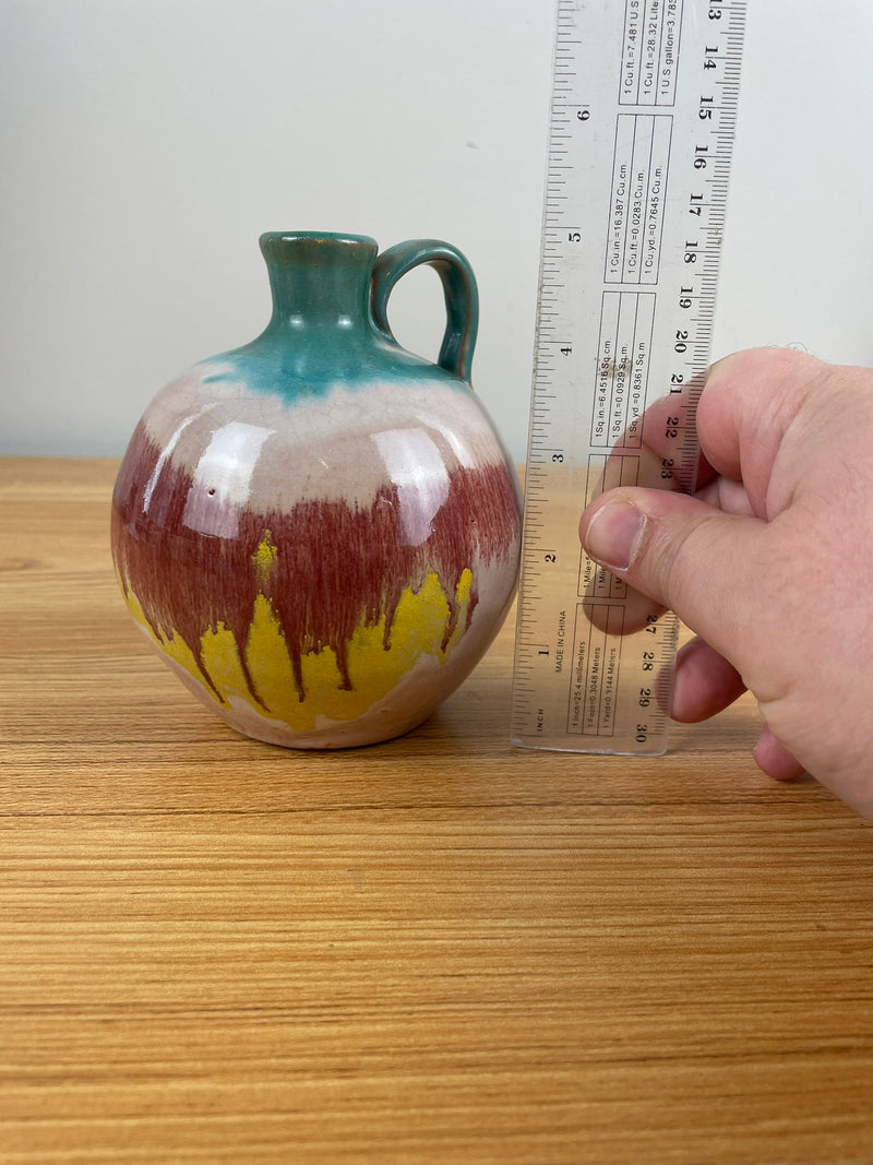 CC Cole Multicolored Drip Green Mini Jug Appx 5"H North Carolina Pottery