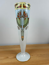 WILLETS Belleek Marked Art Deco MCM Egyptian Classic Vase Art Cream Green Red Gold