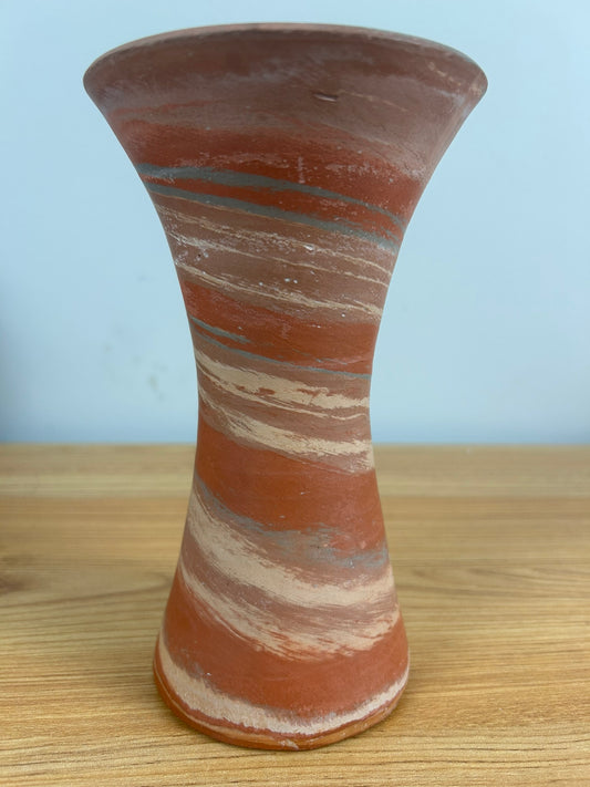 Evans Pottery Mission Red Brown Swirl Flared Rim Art Pottery Vase