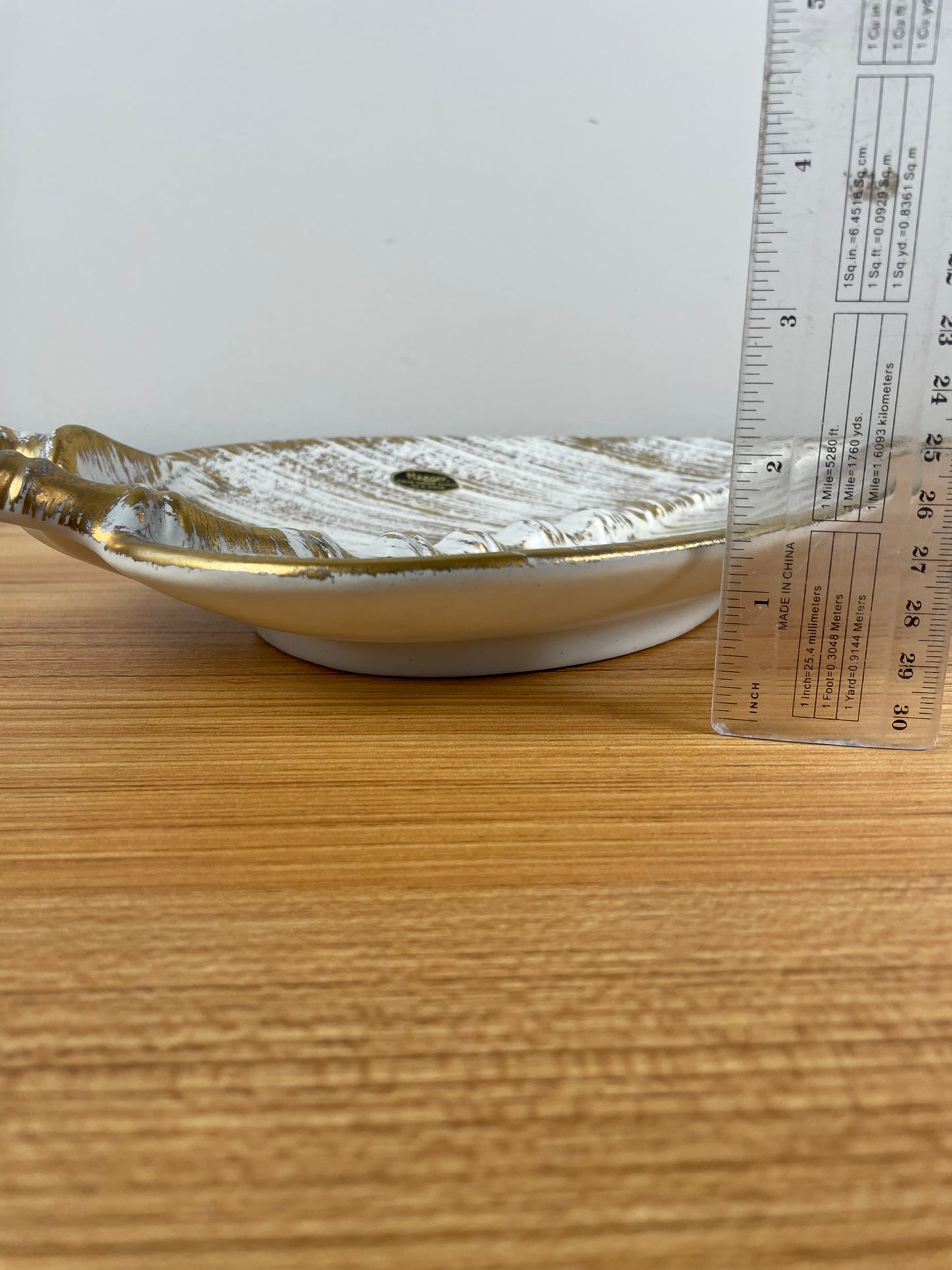 Vintage 1950s Royal Haeger Large Leaf Shape Ashtray Gold 110 H MCM Gold Brush