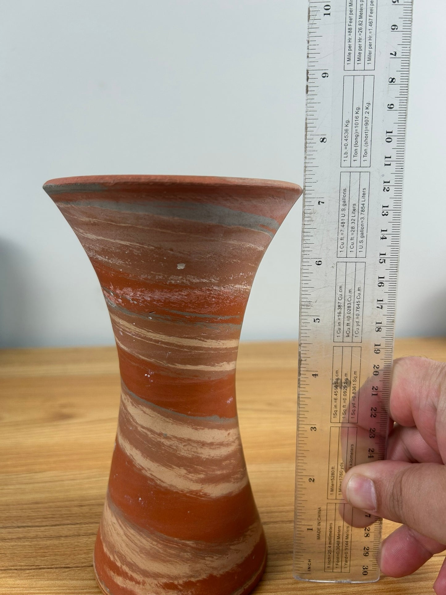 Evans Pottery Mission Red Brown Swirl Flared Rim Art Pottery Vase