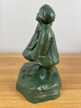 Alice Nordin For Ipsen's, Denmark Large Sculpture Jade Green 3 Girls Art Pottery 1910