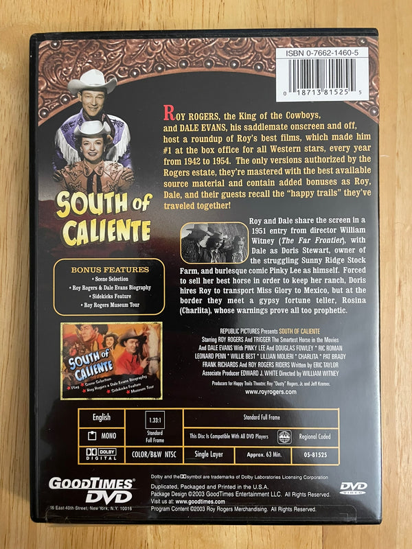 SOUTH OF CALIENTE - DVD - ROY ROGERS - DALE EVANS - PINKY LEE - 1951