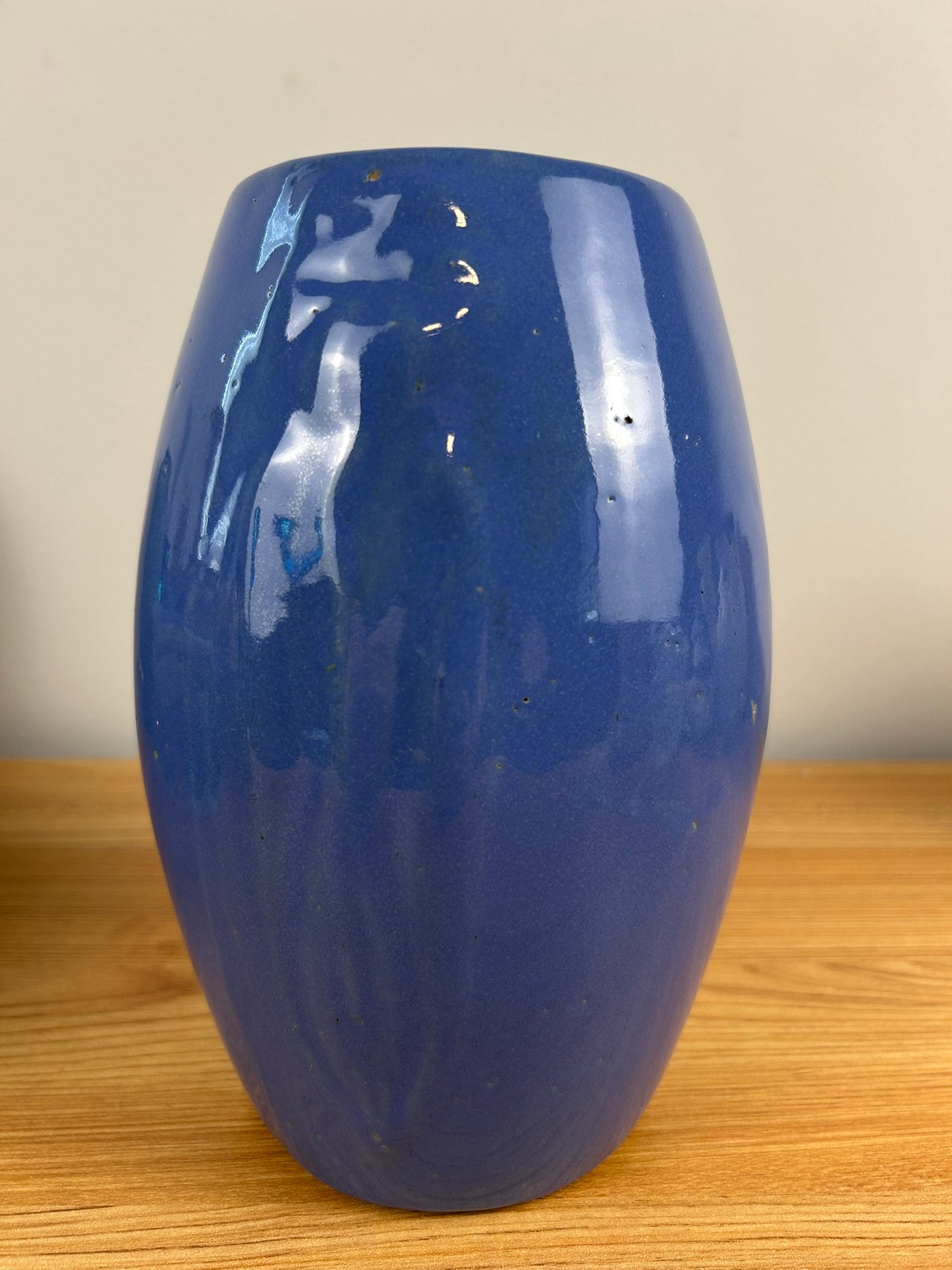 ZANESVILLE STONEWARE 9" BLUE POPPY FLOWER VASE POTTERY BLUE PURPLE 101