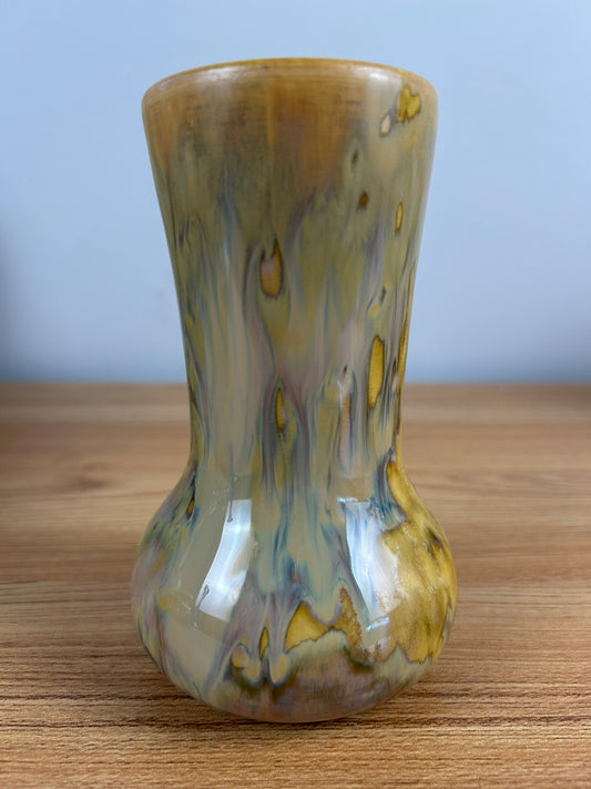 Merit Tiles Art Pottery Brown Drip Glaze Flared Vase Bottom Marked
