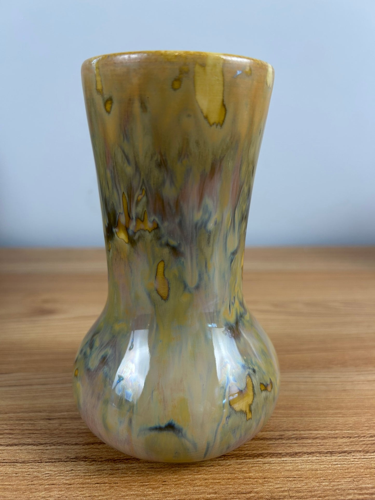 Merit Tiles Art Pottery Brown Drip Glaze Flared Vase Bottom Marked