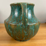 Zanesville Pottery 1920s  Neptune Glaze Mottled Green Double Handled Vase 827