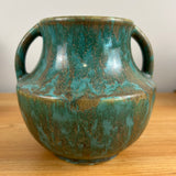 Zanesville Pottery 1920s  Neptune Glaze Mottled Green Double Handled Vase 827