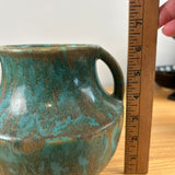 Zanesville Pottery 1920s  Neptune Glaze Mottled Green Double Handled Vase 827