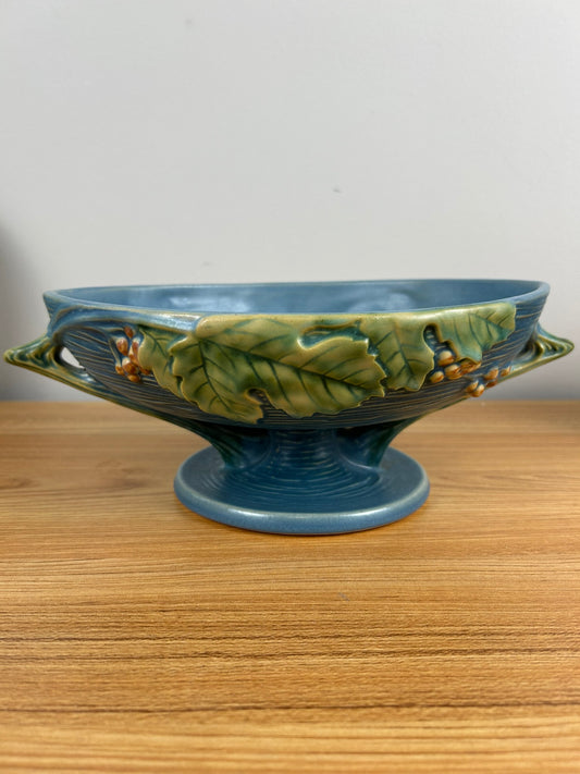 Roseville Bushberry Blue Mid Century 1941 Pottery Compote Bowl 1-10 FB