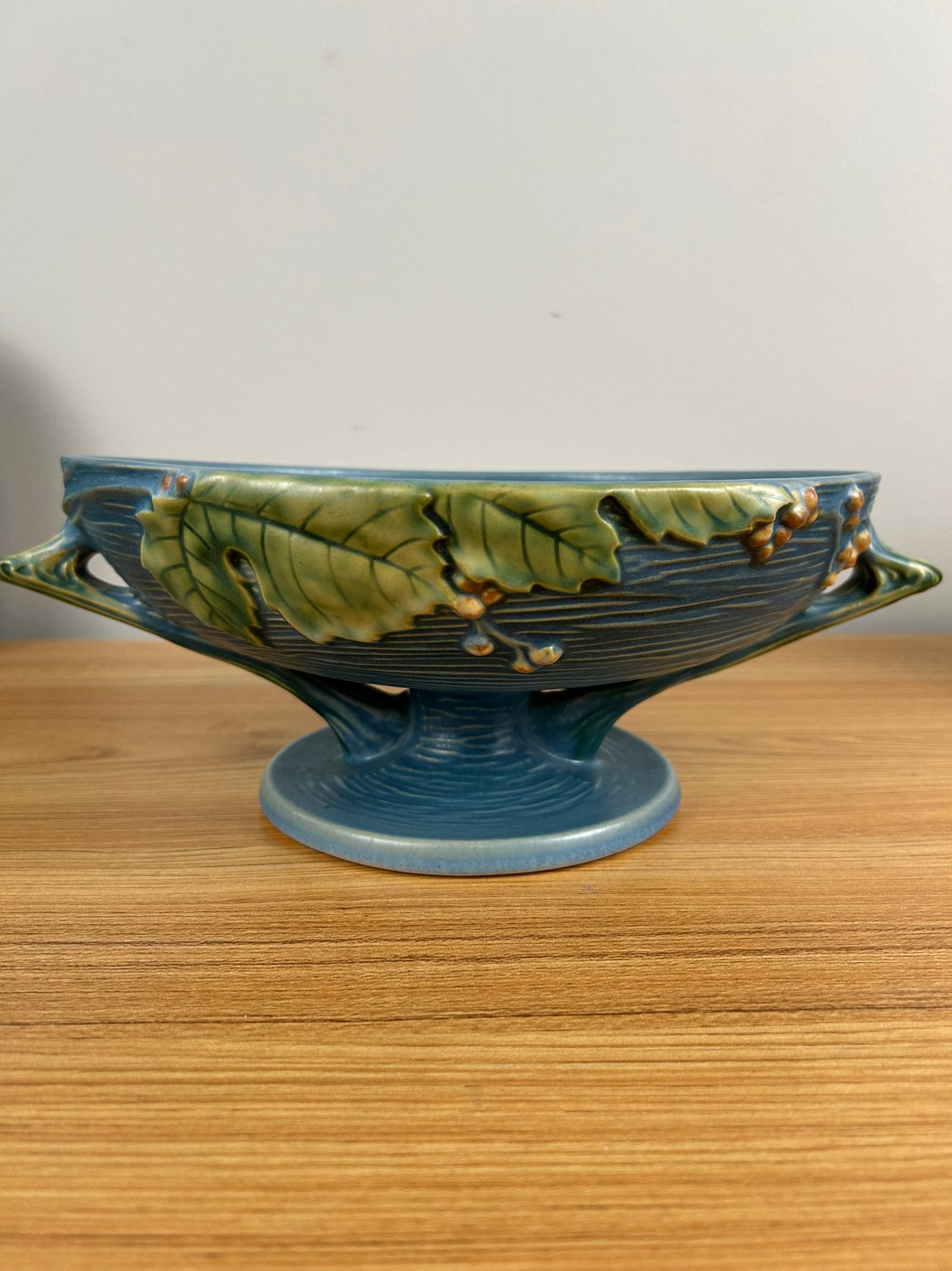 Roseville Bushberry Blue Mid Century 1941 Pottery Compote Bowl 1-10 FB