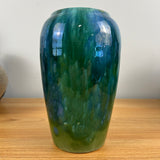 Brush McCoy 1920s Art Deco Green Blue Mottled Onyx Glaze 8" Tall Vase
