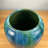 Brush McCoy 1920s Art Deco Green Blue Mottled Onyx Glaze 8" Tall Vase
