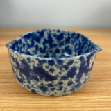 Bennington Pottery Vermont Mid Century Blue Sponge Glaze Handled Soup Bowl