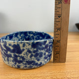 Bennington Pottery Vermont Mid Century Blue Sponge Glaze Handled Soup Bowl