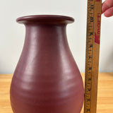 Zanesville Stoneware 1920s Arts And Crafts Red Glaze Ribbed 10" Tall Vase