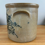 R H Diebbol Salt Glazed Stoneware Large Crock With Flower Basket Motif