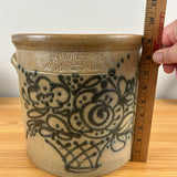 R H Diebbol Salt Glazed Stoneware Large Crock With Flower Basket Motif