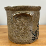 R H Diebbol Salt Glazed Stoneware Crock With Blue Jumping Rabbit Motif