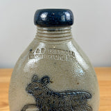 R & B  Diebbol Salt Glazed Stoneware Crock Bottle With Blue Animal Motif