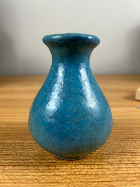 SHEARWATER POTTERY OCEAN SPRINGS, MISS. SMALL 3.5" BLUE VASE CIRCLE STAMP