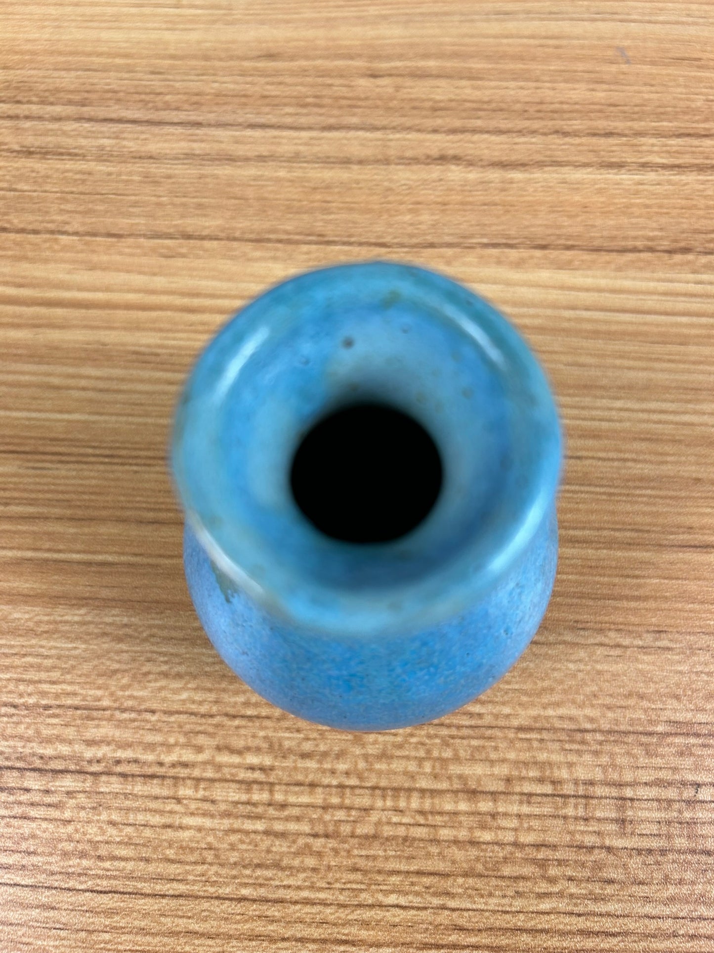 SHEARWATER POTTERY OCEAN SPRINGS, MISS. SMALL 3.5" BLUE VASE CIRCLE STAMP