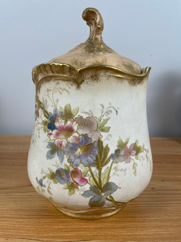 Germany Hand Painted Floral Royal Bonn Franz Mehlem 6" Porcelain Jar