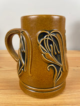 Gerz Art Nouveau Stoneware Stein, Vintage German Beer Mug, Jugendstil Ceramic Tankard