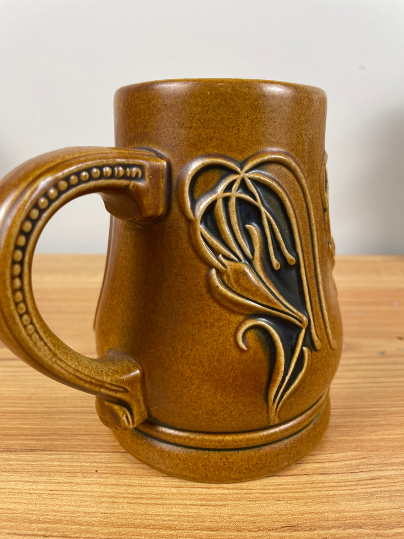 Gerz Art Nouveau Stoneware Stein, Vintage German Beer Mug, Jugendstil Ceramic Tankard