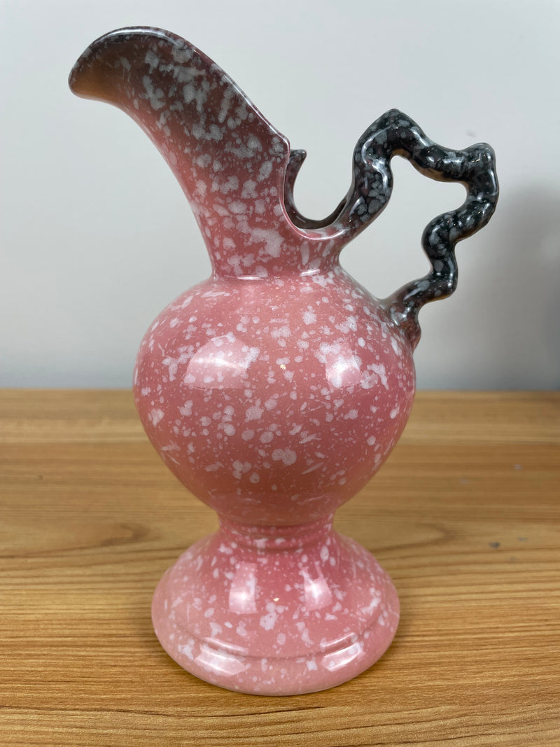 6 1/2" Hull Art Pottery Pink Mottled Woodland Ewer Pitcher Vase W6